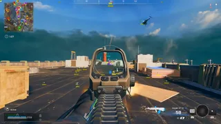 Warzone cheat ESP with player boxes and skeleton overlay in Verdansk